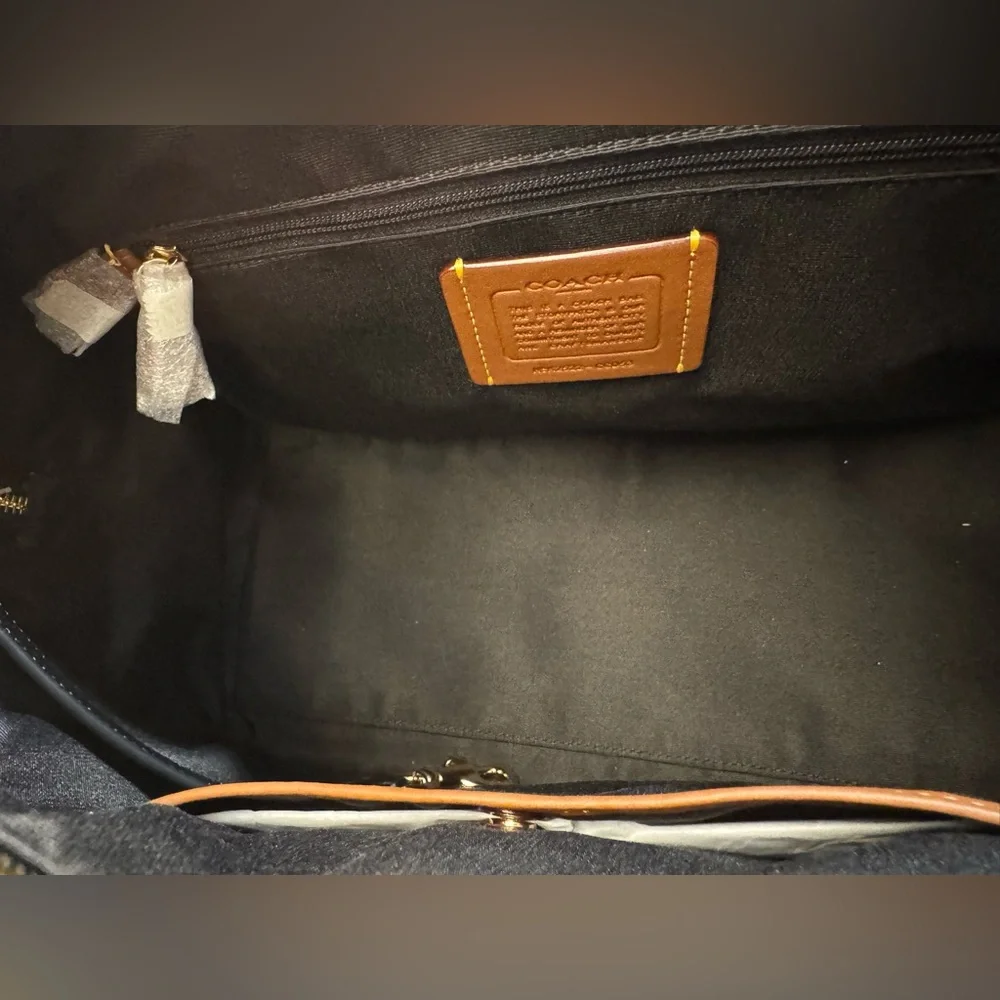 Coach Black Embossed Leather Satchel with Gold Hardware